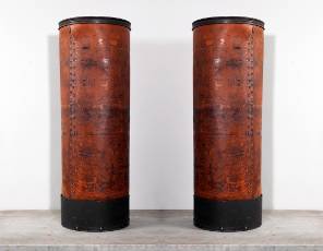 A Pair of Industrial Faux Leather Columns / Planters c.1900